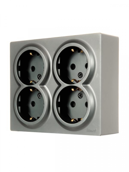 Розетка 4-м ОП LETO с заземл. закрытый корпус ПБТ платина LEZARD 752-3500-127BDP ТехноИмпульс