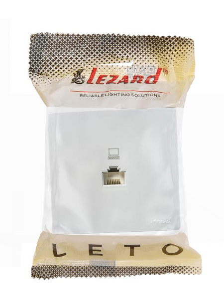 Розетка компьютерная 1-м ОП RJ45 LETO бел. LEZARD 752-0200-139 ТехноИмпульс