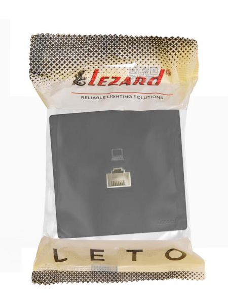 Розетка компьютерная.1-м ОП RJ45 LETO черн. бархат LEZARD 752-4200-139 ТехноИмпульс