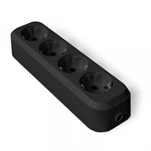 Колодка удлинителя 4-м с заземл. АБС-пластик черн. UNIVersal 1401 ТехноИмпульс