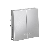 Выключатель 2-кл. ArtGallery (сх. 5а) 10AX с подсветкой механизм алюм. SE GAL000353 ТехноИмпульс