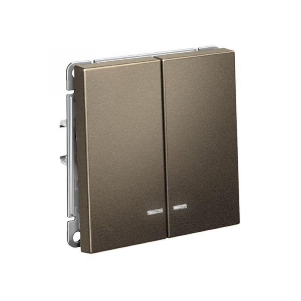 Выключатель 2-кл. ArtGallery (сх. 5а) 10AX с подсветкой механизм мокко SE GAL000653 ТехноИмпульс