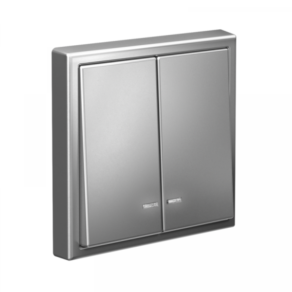 Выключатель 2-кл. ArtGallery (сх. 5а) 10AX с подсветкой механизм сталь SE GAL000953 ТехноИмпульс