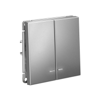 Выключатель 2-кл. ArtGallery (сх. 5а) 10AX с подсветкой механизм сталь SE GAL000953 ТехноИмпульс