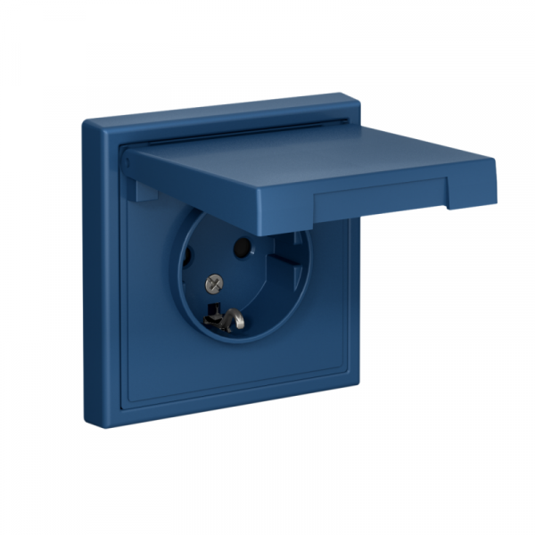 Розетка ArtGallery 16А IP20 с заземл. защ. шторки с крышкой механизм аквамарин SE GAL001146 ТехноИмпульс