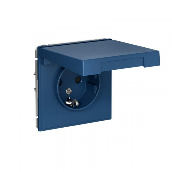 Розетка ArtGallery 16А IP20 с заземл. защ. шторки с крышкой механизм аквамарин SE GAL001146 ТехноИмпульс
