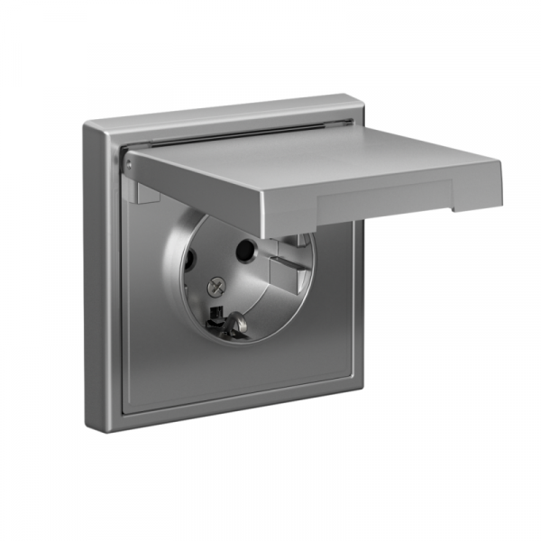 Розетка ArtGallery 16А IP20 с заземл. защ. шторки с крышкой механизм сталь SE GAL000946 ТехноИмпульс