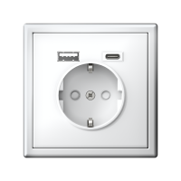 Розетка ArtGallery 16А с 2-мя заряд. устройствами USB A+C 5В/2.4А/3А 2х5В/1.5А механизм бел. SE GAL000132 ТехноИмпульс