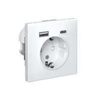 Розетка ArtGallery 16А с 2-мя заряд. устройствами USB A+C 5В/2.4А/3А 2х5В/1.5А механизм бел. SE GAL000132 ТехноИмпульс