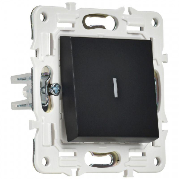 Выключатель проходной 1-кл. SKANDY 10А SK-V08Bl с индикацией черн. IEK SK-V12-1-10-K02 ТехноИмпульс