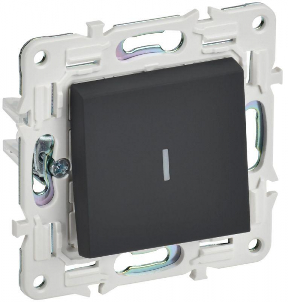 Выключатель проходной 1-кл. SKANDY 10А SK-V08G с индикацией графит IEK SK-V12-1-10-K53 ТехноИмпульс