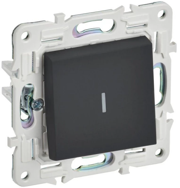 Выключатель проходной 1-кл. SKANDY 10А SK-V08G с индикацией графит IEK SK-V12-1-10-K53 ТехноИмпульс