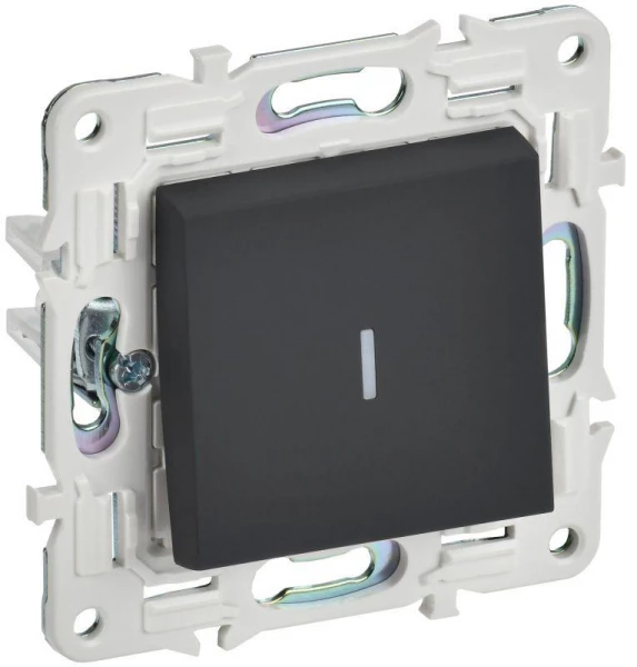 Выключатель 1-кл. SKANDY 10А SK-V07G с индикацией графит IEK SK-V10-1-10-K53 ТехноИмпульс