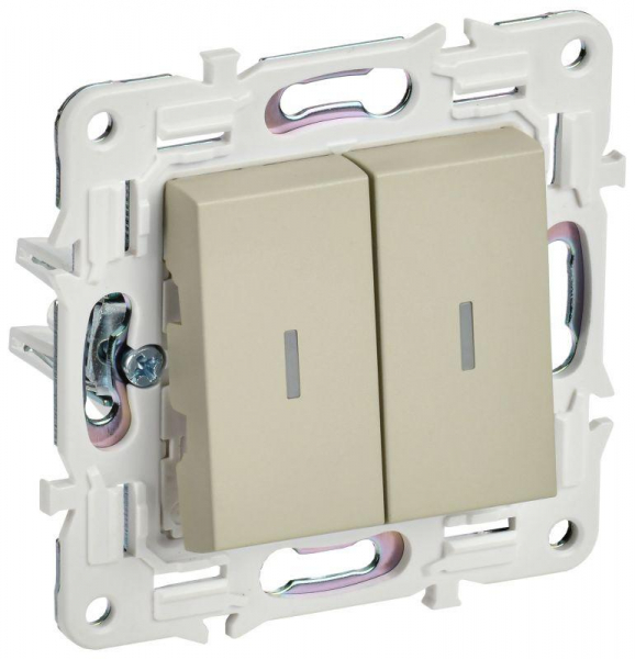 Выключатель проходной 2-кл. SKANDY 10А SK-V10B с индикацией беж. IEK SK-V22-1-10-K10 ТехноИмпульс