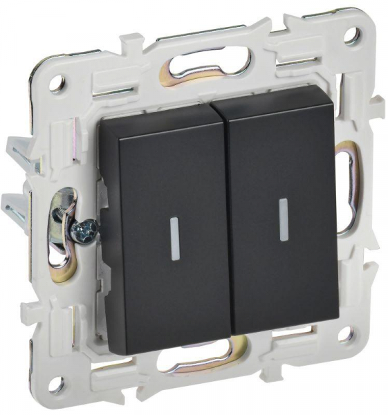 Выключатель проходной 2-кл. SKANDY 10А SK-V10Bl с индикацией черн. IEK SK-V22-1-10-K02 ТехноИмпульс