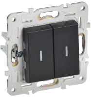 Выключатель проходной 2-кл. SKANDY 10А SK-V10Bl с индикацией черн. IEK SK-V22-1-10-K02 ТехноИмпульс