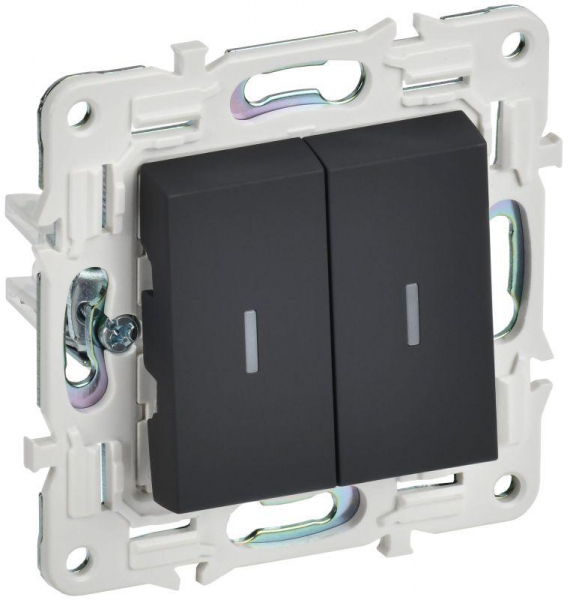 Выключатель проходной 2-кл. SKANDY 10А SK-V10G с индикацией графит IEK SK-V22-1-10-K53 ТехноИмпульс