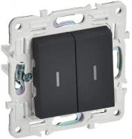 Выключатель проходной 2-кл. SKANDY 10А SK-V10G с индикацией графит IEK SK-V22-1-10-K53 ТехноИмпульс