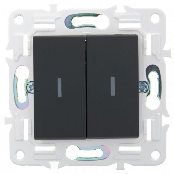 Выключатель проходной 2-кл. SKANDY 10А SK-V10G с индикацией графит IEK SK-V22-1-10-K53 ТехноИмпульс