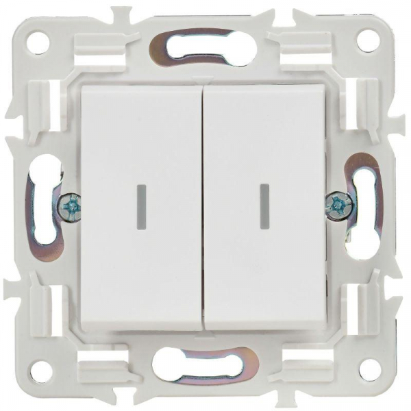 Выключатель 2-кл. SKANDY 10А SK-V09W с индикацией арктич. бел. IEK SK-V20-1-10-K01 ТехноИмпульс