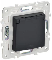 Розетка 1-м SKANDY 16А IP44 с заземл. защ. шторки с крышкой SK-R11G графит IEK SK-R16-16-44-K53 ТехноИмпульс