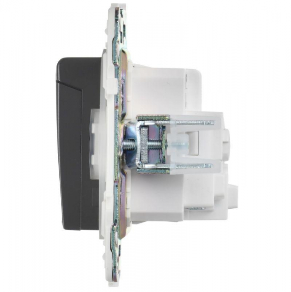 Розетка 1-м SKANDY 16А IP44 с заземл. защ. шторки с крышкой SK-R11G графит IEK SK-R16-16-44-K53 ТехноИмпульс