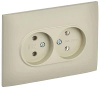Розетка 2-м SKANDY 10А без заземл. без защ. шторок в сборе SK-R10B беж. IEK SK-R20-10-K10-F ТехноИмпульс