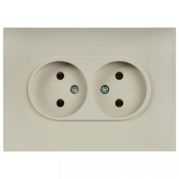Розетка 2-м SKANDY 10А без заземл. без защ. шторок в сборе SK-R10B беж. IEK SK-R20-10-K10-F ТехноИмпульс