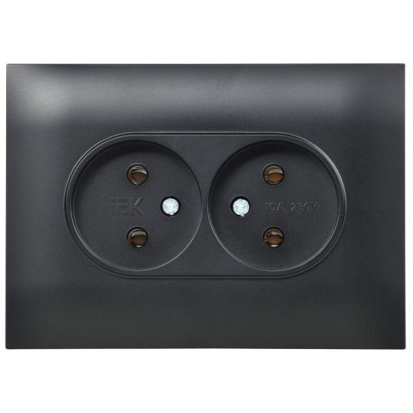 Розетка 2-м SKANDY 10А без заземл. без защ. шторок в сборе SK-R10Bl черн. IEK SK-R20-10-K02-F ТехноИмпульс