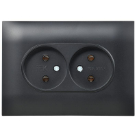 Розетка 2-м SKANDY 10А без заземл. без защ. шторок в сборе SK-R10Bl черн. IEK SK-R20-10-K02-F ТехноИмпульс