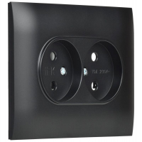 Розетка 2-м SKANDY 10А без заземл. без защ. шторок в сборе SK-R10Bl черн. IEK SK-R20-10-K02-F ТехноИмпульс