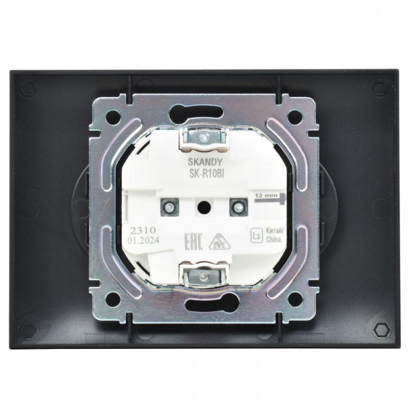 Розетка 2-м SKANDY 10А без заземл. без защ. шторок в сборе SK-R10Bl черн. IEK SK-R20-10-K02-F ТехноИмпульс