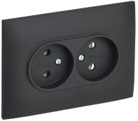 Розетка 2-м SKANDY 10А без заземл. без защ. шторок в сборе SK-R10G графит IEK SK-R20-10-K53-F ТехноИмпульс