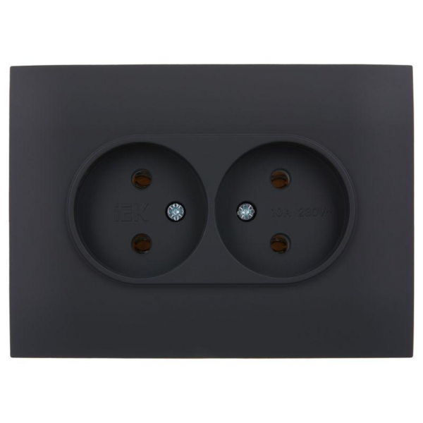Розетка 2-м SKANDY 10А без заземл. без защ. шторок в сборе SK-R10G графит IEK SK-R20-10-K53-F ТехноИмпульс