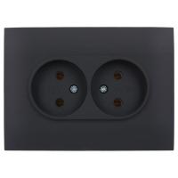 Розетка 2-м SKANDY 10А без заземл. без защ. шторок в сборе SK-R10G графит IEK SK-R20-10-K53-F ТехноИмпульс