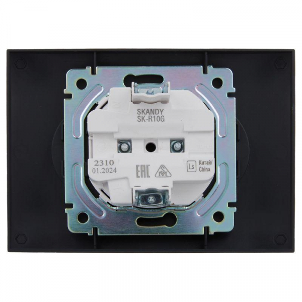 Розетка 2-м SKANDY 10А без заземл. без защ. шторок в сборе SK-R10G графит IEK SK-R20-10-K53-F ТехноИмпульс