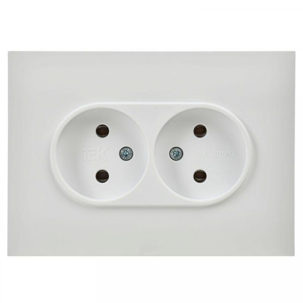 Розетка 2-м SKANDY 10А без заземл. без защ. шторок в сборе SK-R10W арктич. бел. IEK SK-R20-10-K01-F ТехноИмпульс