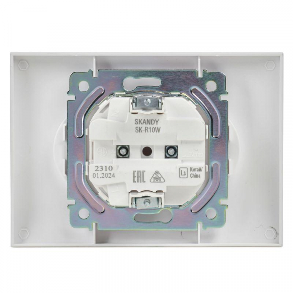 Розетка 2-м SKANDY 10А без заземл. без защ. шторок в сборе SK-R10W арктич. бел. IEK SK-R20-10-K01-F ТехноИмпульс