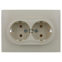 Розетка 2-м SKANDY 16А с заземл. без защ. шторок в сборе SK-R08B беж. IEK SK-R21-16-K10-F ТехноИмпульс