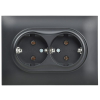 Розетка 2-м SKANDY 16А с заземл. без защ. шторок в сборе SK-R08Bl черн. IEK SK-R21-16-K02-F ТехноИмпульс