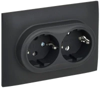 Розетка 2-м SKANDY 16А с заземл. без защ. шторок в сборе SK-R08G графит IEK SK-R21-16-K53-F ТехноИмпульс