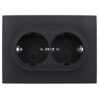 Розетка 2-м SKANDY 16А с заземл. без защ. шторок в сборе SK-R08G графит IEK SK-R21-16-K53-F ТехноИмпульс