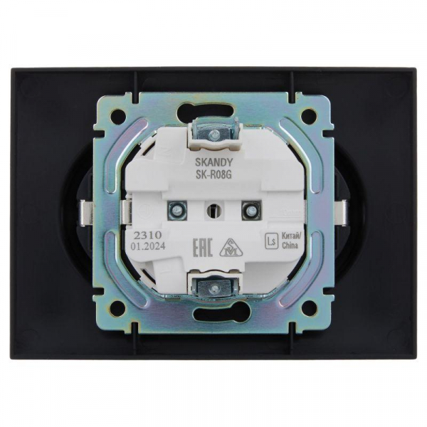 Розетка 2-м SKANDY 16А с заземл. без защ. шторок в сборе SK-R08G графит IEK SK-R21-16-K53-F ТехноИмпульс