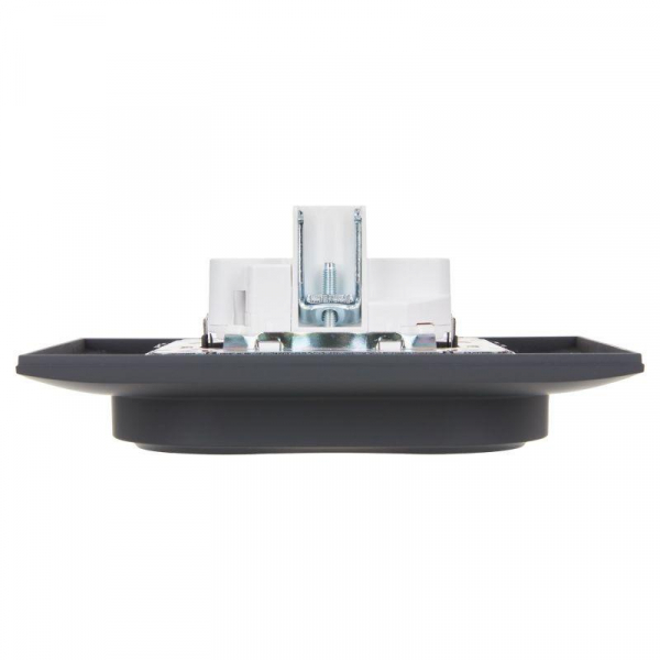 Розетка 2-м SKANDY 16А с заземл. без защ. шторок в сборе SK-R08G графит IEK SK-R21-16-K53-F ТехноИмпульс