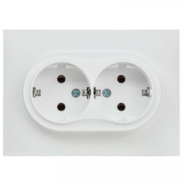 Розетка 2-м SKANDY 16А с заземл. без защ. шторок в сборе SK-R08W арктич. бел. IEK SK-R21-16-K01-F ТехноИмпульс