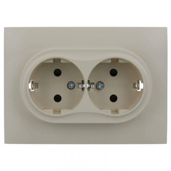 Розетка 2-м SKANDY 16А с заземл. защ. шторки в сборе SK-R07B беж. IEK SK-R24-16-K10-F ТехноИмпульс
