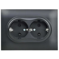Розетка 2-м SKANDY 16А с заземл. защ. шторки в сборе SK-R07Bl черн. IEK SK-R24-16-K02-F ТехноИмпульс