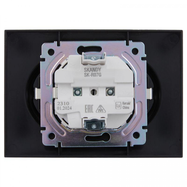 Розетка 2-м SKANDY 16А с заземл. защ. шторки в сборе SK-R07G графит IEK SK-R24-16-K53-F ТехноИмпульс
