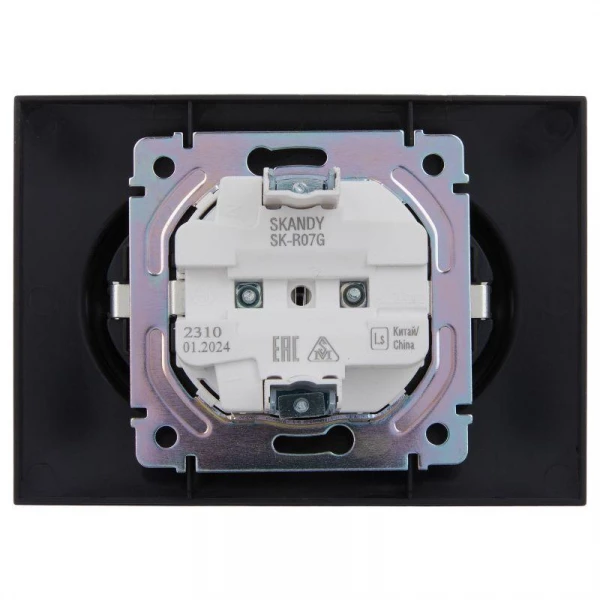 Розетка 2-м SKANDY 16А с заземл. защ. шторки в сборе SK-R07G графит IEK SK-R24-16-K53-F ТехноИмпульс