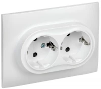 Розетка 2-м SKANDY 16А с заземл. защ. шторки в сборе SK-R07W арктич. бел. IEK SK-R24-16-K01-F ТехноИмпульс